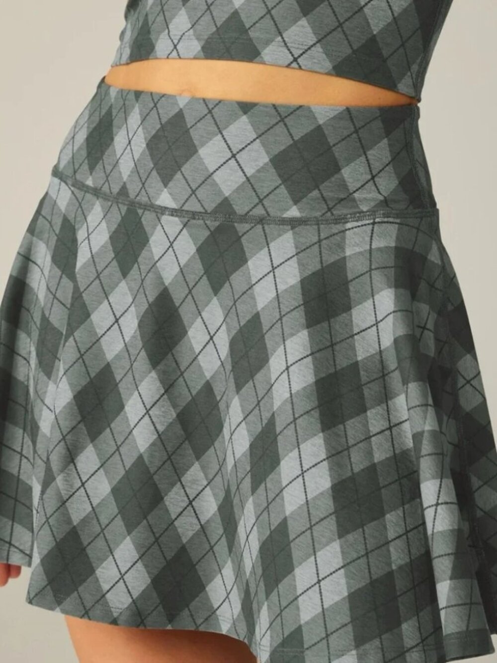 BEYOND YOGA Skort Womens Small Gray Argyle Knit Athletic Lined Stretch Tennis